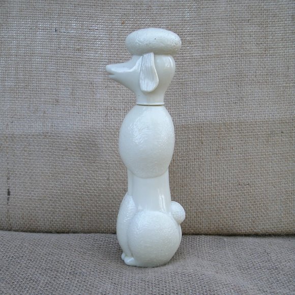 Vintage Avon Poodle Bath Oil Bottle milk glass - Picture 2 of 16